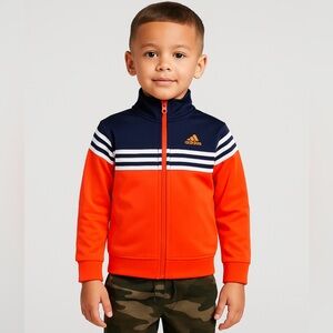 Adidas Kids Track Jacket Size 5 Red and Navy with White Stripes